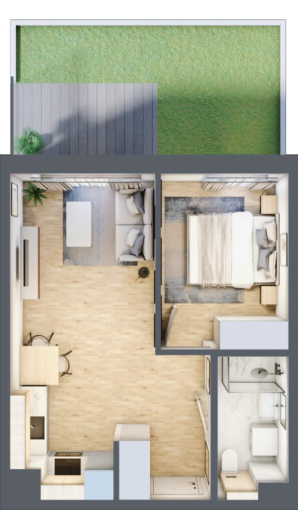2 pokoje, mieszkanie 35,84 m², parter, oferta nr A/39, Osiedle Myśliborska, Warszawa, Białołęka, Żerań, ul. Myśliborska / Ochorowicza