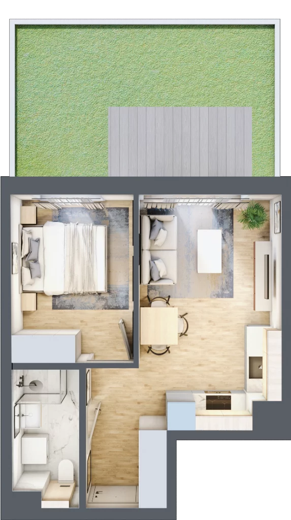 2 pokoje, mieszkanie 32,80 m², parter, oferta nr A/89, Osiedle Myśliborska, Warszawa, Białołęka, Żerań, ul. Myśliborska / Ochorowicza