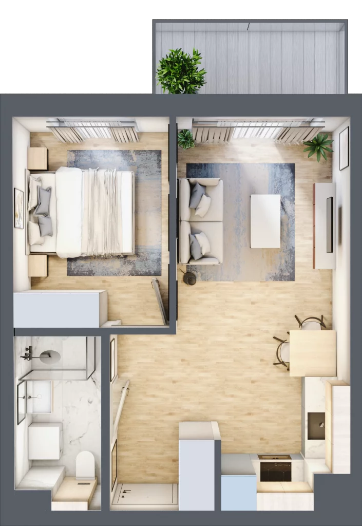 2 pokoje, mieszkanie 36,46 m², piętro 4, oferta nr A/85, Osiedle Myśliborska, Warszawa, Białołęka, Żerań, ul. Myśliborska / Ochorowicza