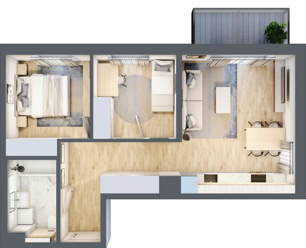 3 pokoje, mieszkanie 53,25 m², piętro 3, oferta nr A/57, Osiedle Myśliborska, Warszawa, Białołęka, Żerań, ul. Myśliborska / Ochorowicza