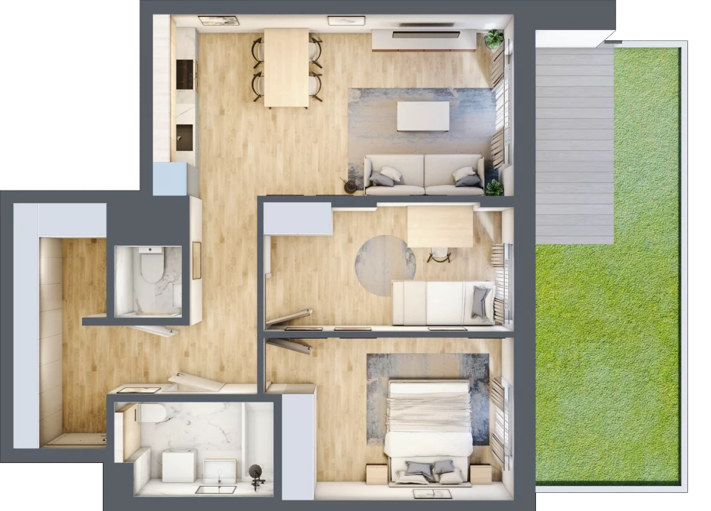 3 pokoje, mieszkanie 64,89 m², parter, oferta nr A/4, Osiedle Myśliborska, Warszawa, Białołęka, Żerań, ul. Myśliborska / Ochorowicza