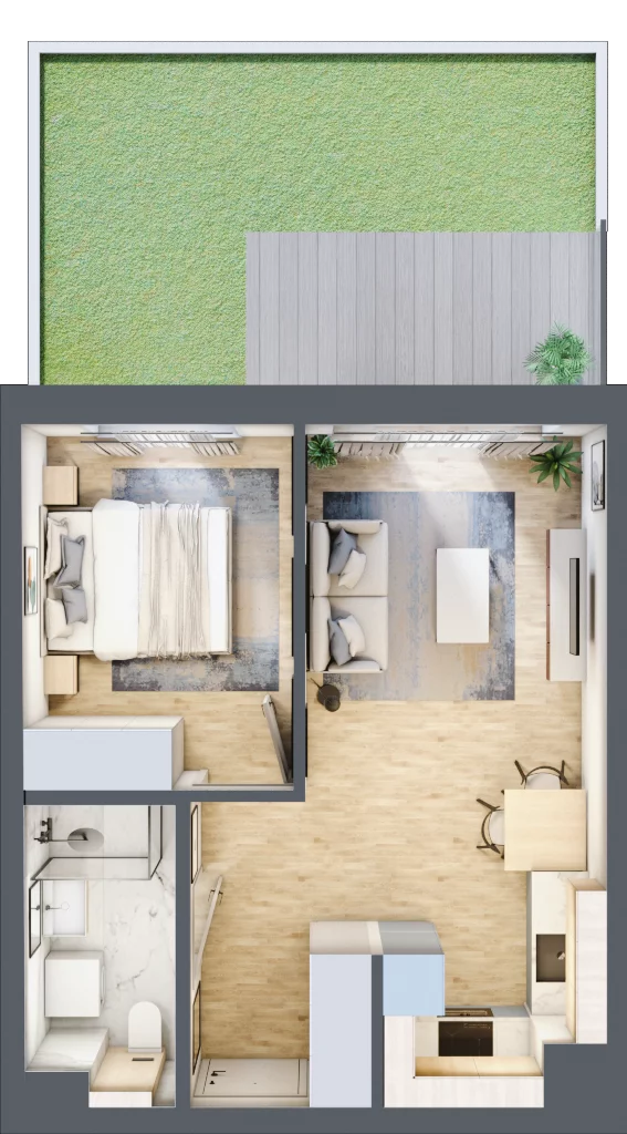 2 pokoje, mieszkanie 36,43 m², parter, oferta nr A/69, Osiedle Myśliborska, Warszawa, Białołęka, Żerań, ul. Myśliborska / Ochorowicza