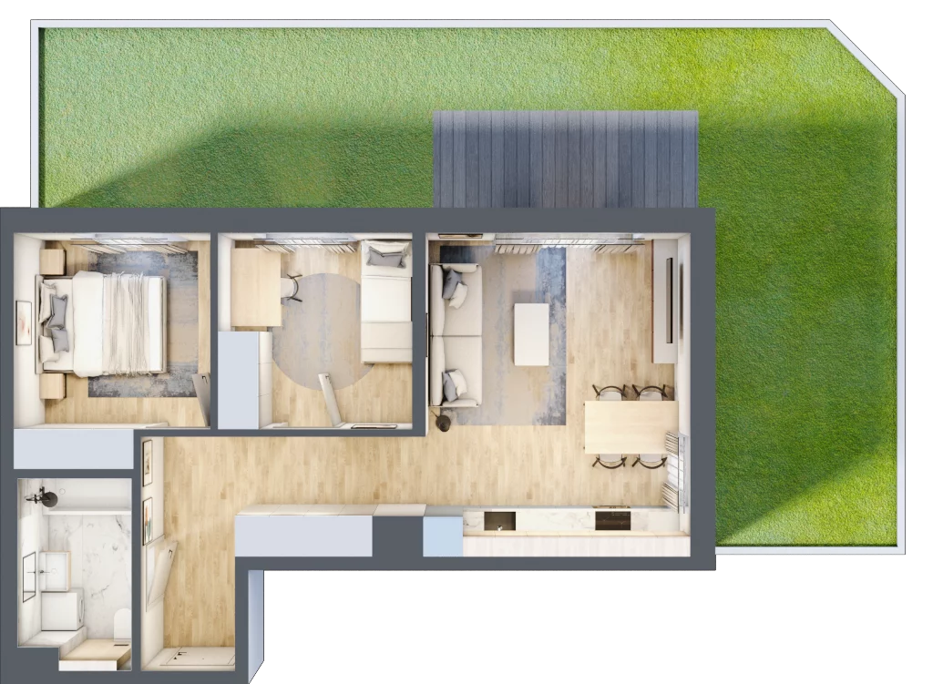 3 pokoje, mieszkanie 53,25 m², parter, oferta nr A/40, Osiedle Myśliborska, Warszawa, Białołęka, Żerań, ul. Myśliborska / Ochorowicza