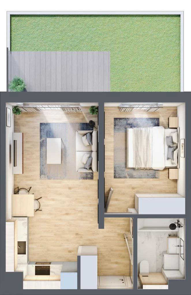 2 pokoje, mieszkanie 40,69 m², parter, oferta nr A/41, Osiedle Myśliborska, Warszawa, Białołęka, Żerań, ul. Myśliborska / Ochorowicza