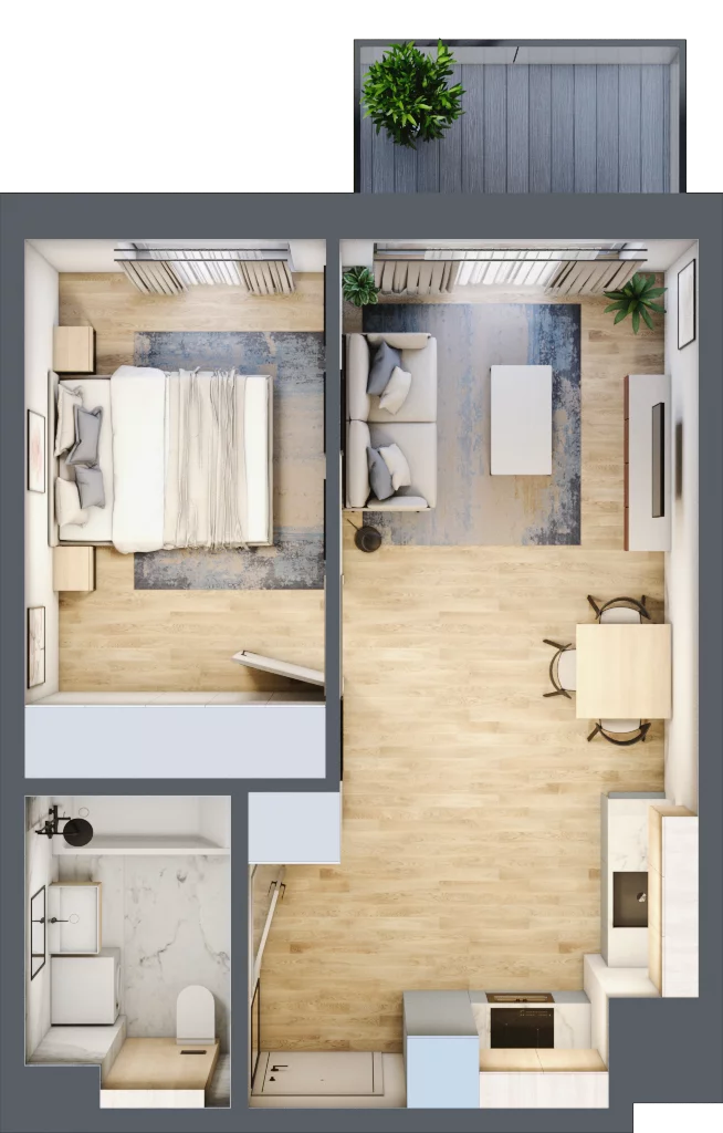 2 pokoje, mieszkanie 38,60 m², piętro 1, oferta nr A/7, Osiedle Myśliborska, Warszawa, Białołęka, Żerań, ul. Myśliborska / Ochorowicza