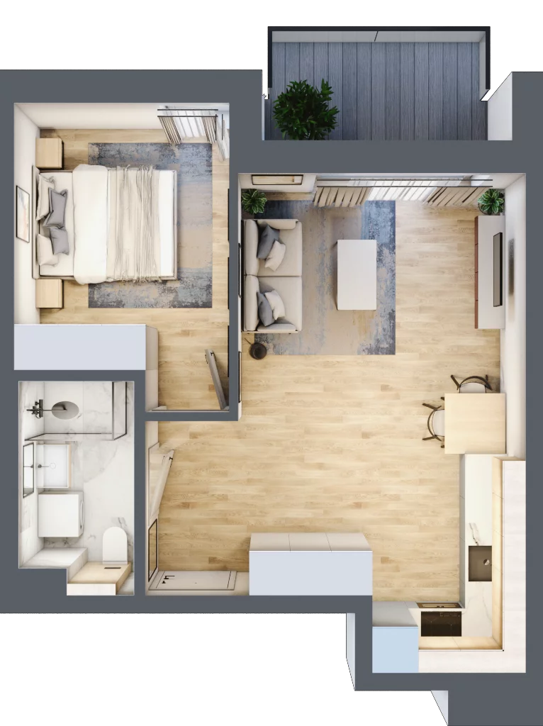 2 pokoje, mieszkanie 39,70 m², piętro 3, oferta nr A/26, Osiedle Myśliborska, Warszawa, Białołęka, Żerań, ul. Myśliborska / Ochorowicza