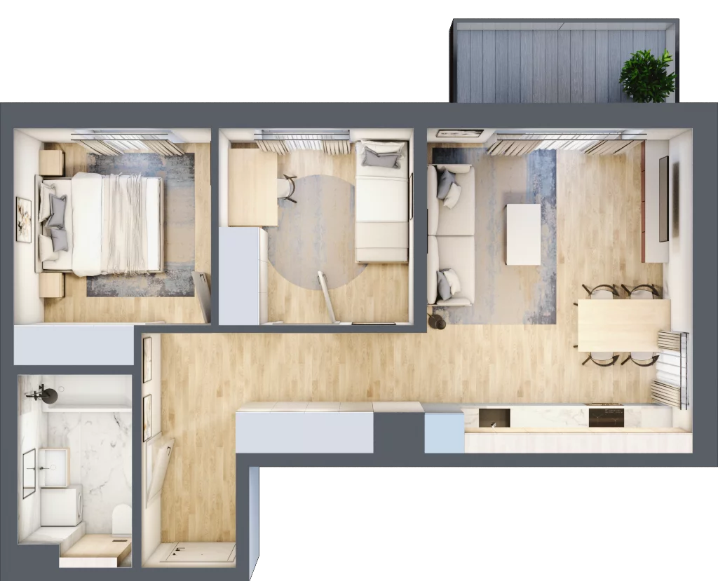 3 pokoje, mieszkanie 53,25 m², piętro 1, oferta nr A/45, Osiedle Myśliborska, Warszawa, Białołęka, Żerań, ul. Myśliborska / Ochorowicza