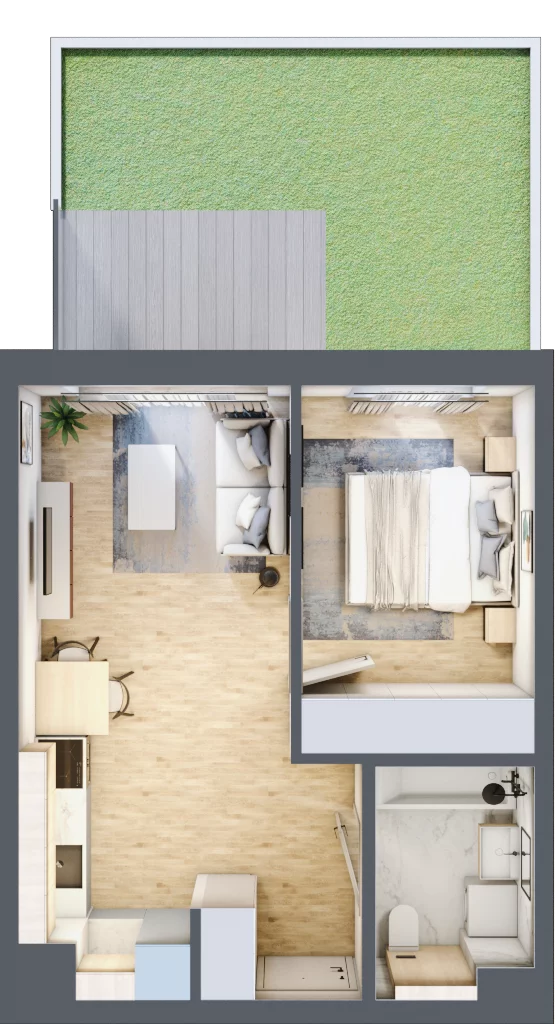 2 pokoje, mieszkanie 35,69 m², parter, oferta nr A/68, Osiedle Myśliborska, Warszawa, Białołęka, Żerań, ul. Myśliborska / Ochorowicza