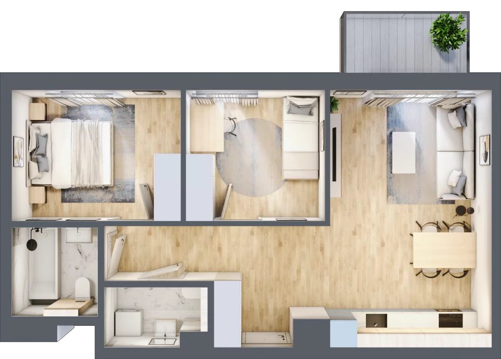 3 pokoje, mieszkanie 56,71 m², piętro 2, oferta nr A/21, Osiedle Myśliborska, Warszawa, Białołęka, Żerań, ul. Myśliborska / Ochorowicza