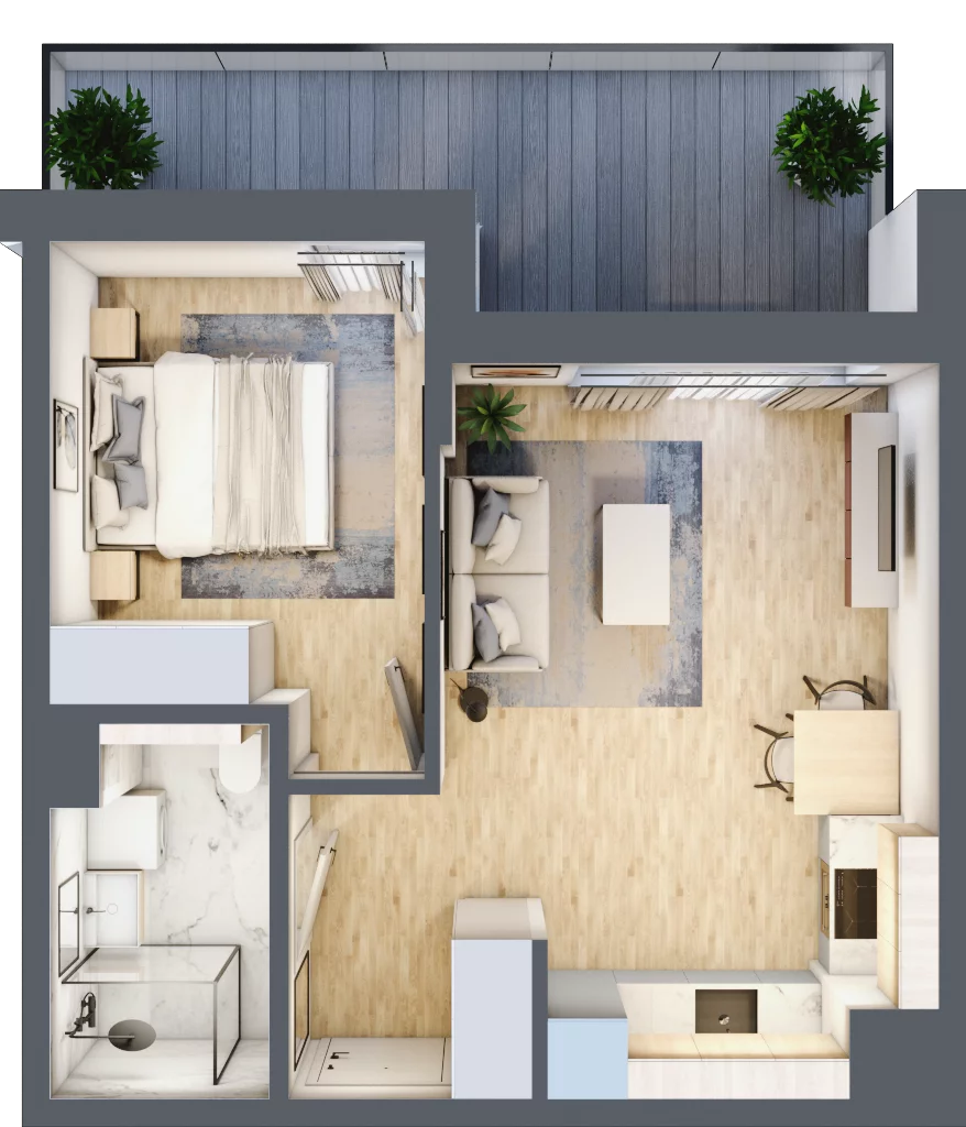 2 pokoje, mieszkanie 37,21 m², piętro 1, oferta nr A/10, Osiedle Myśliborska, Warszawa, Białołęka, Żerań, ul. Myśliborska / Ochorowicza