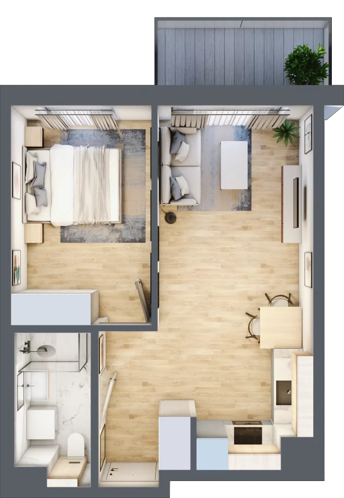 2 pokoje, mieszkanie 38,48 m², piętro 3, oferta nr A/23, Osiedle Myśliborska, Warszawa, Białołęka, Żerań, ul. Myśliborska / Ochorowicza
