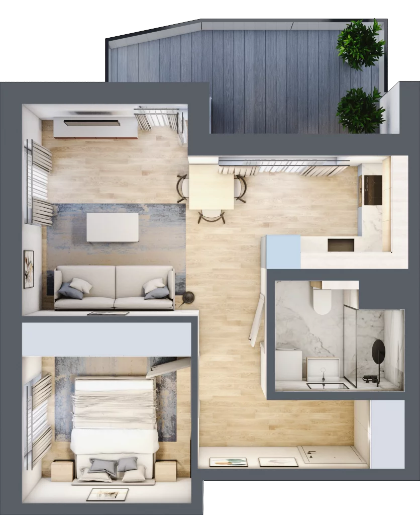 2 pokoje, mieszkanie 39,44 m², piętro 1, oferta nr A/11, Osiedle Myśliborska, Warszawa, Białołęka, Żerań, ul. Myśliborska / Ochorowicza