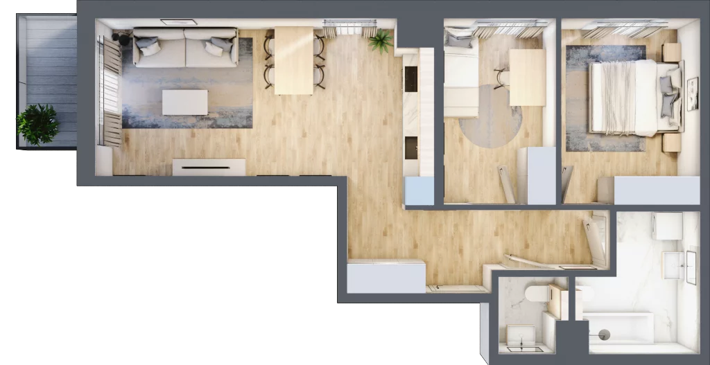 3 pokoje, mieszkanie 61,38 m², piętro 1, oferta nr A/96, Osiedle Myśliborska, Warszawa, Białołęka, Żerań, ul. Myśliborska / Ochorowicza