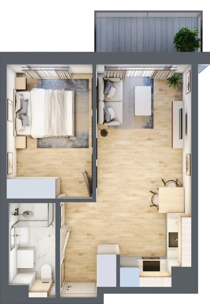 2 pokoje, mieszkanie 38,48 m², piętro 1, oferta nr A/6, Osiedle Myśliborska, Warszawa, Białołęka, Żerań, ul. Myśliborska / Ochorowicza