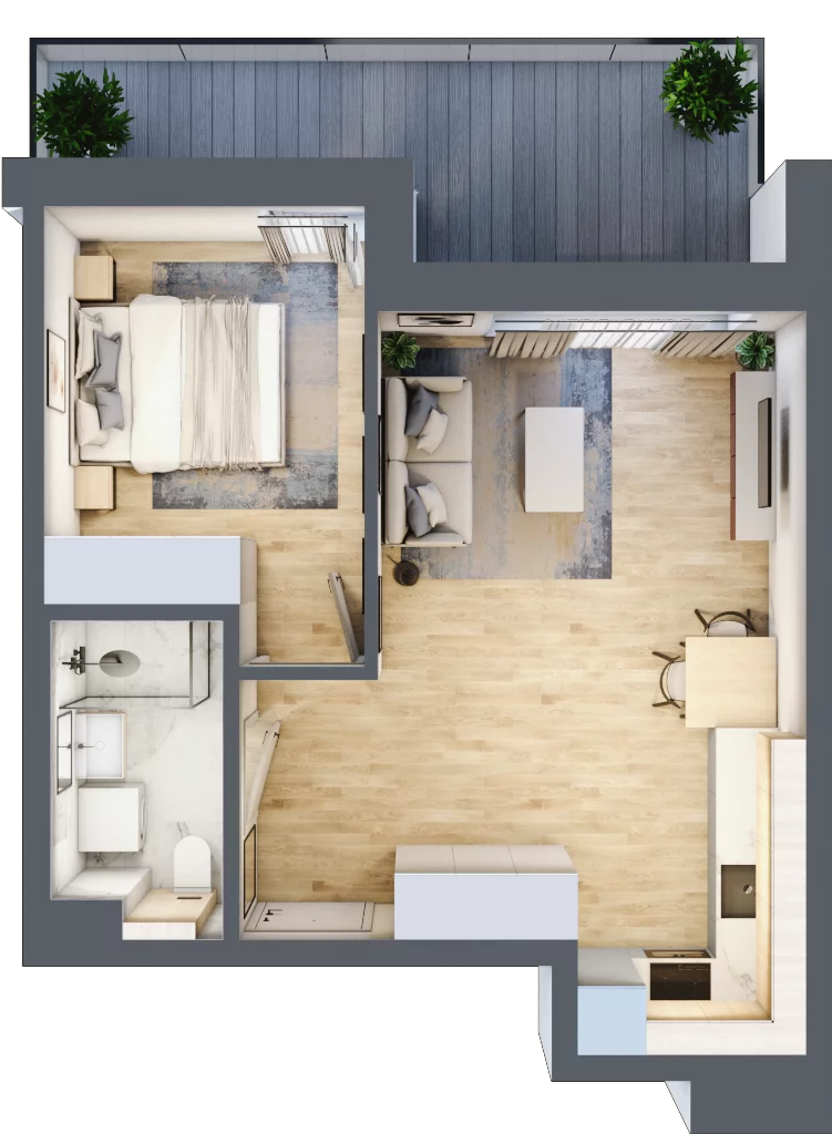 2 pokoje, mieszkanie 39,70 m², piętro 1, oferta nr A/9, Osiedle Myśliborska, Warszawa, Białołęka, Żerań, ul. Myśliborska / Ochorowicza