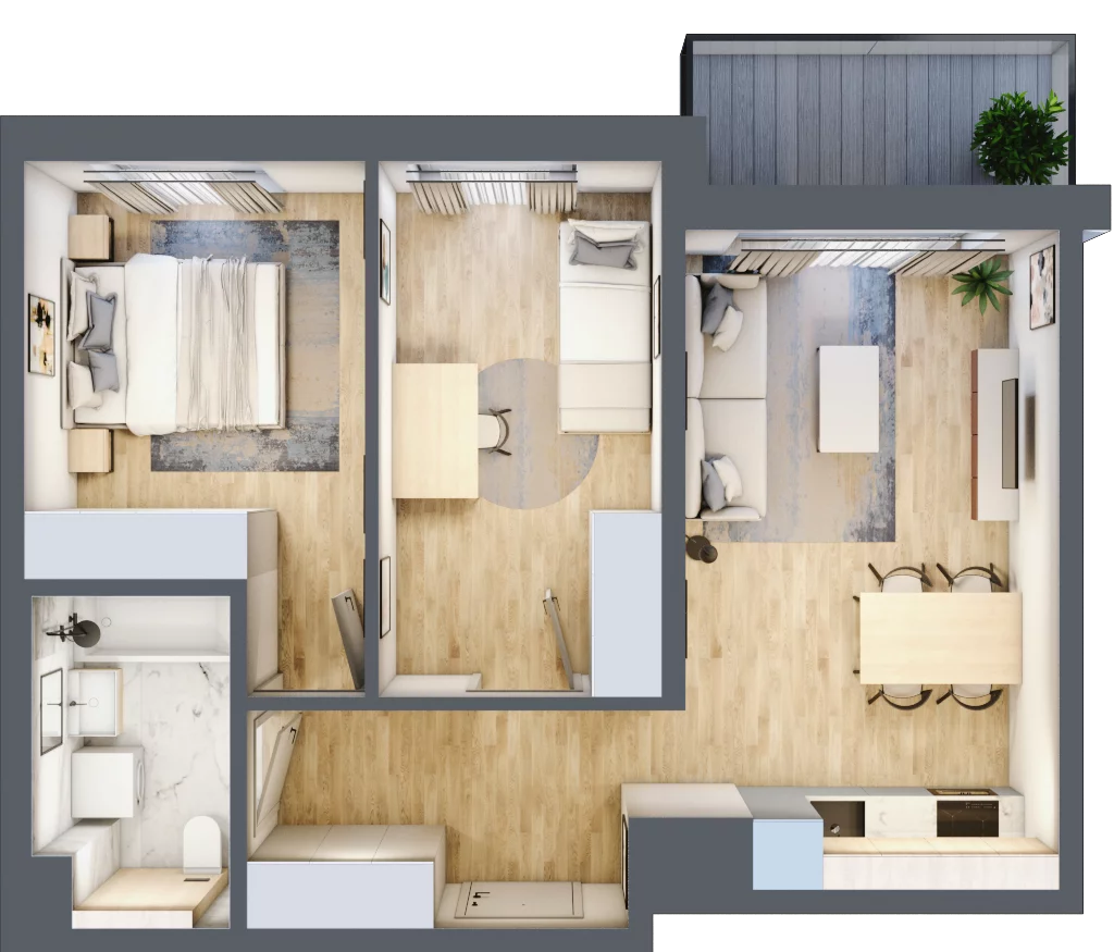 3 pokoje, mieszkanie 51,72 m², piętro 3, oferta nr B/92, Osiedle Myśliborska, Warszawa, Białołęka, Żerań, ul. Myśliborska / Ochorowicza