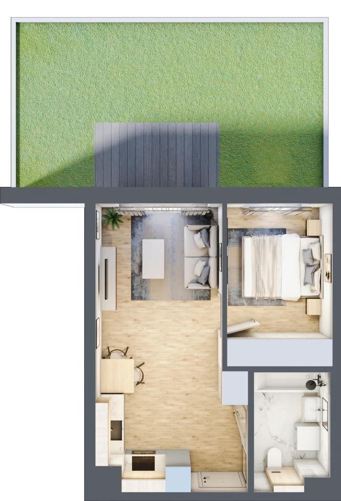 2 pokoje, mieszkanie 36,15 m², parter, oferta nr B/1, Osiedle Myśliborska, Warszawa, Białołęka, Żerań, ul. Myśliborska / Ochorowicza