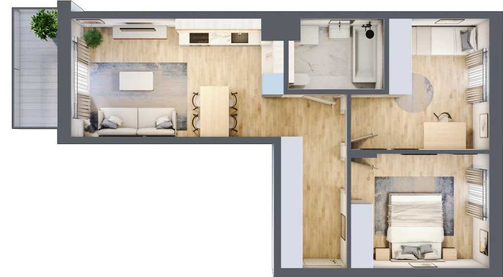 3 pokoje, mieszkanie 57,46 m², piętro 3, oferta nr B/93, Osiedle Myśliborska, Warszawa, Białołęka, Żerań, ul. Myśliborska / Ochorowicza