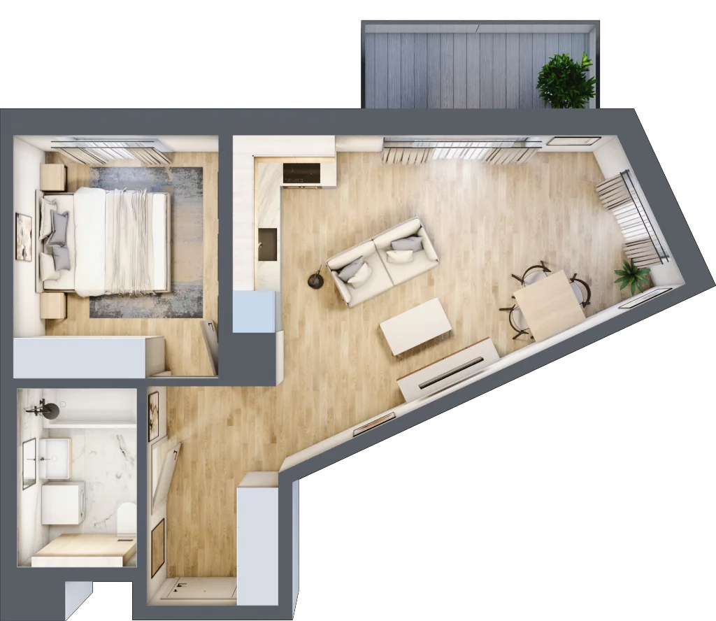 2 pokoje, mieszkanie 41,87 m², piętro 2, oferta nr B/24, Osiedle Myśliborska, Warszawa, Białołęka, Żerań, ul. Myśliborska / Ochorowicza