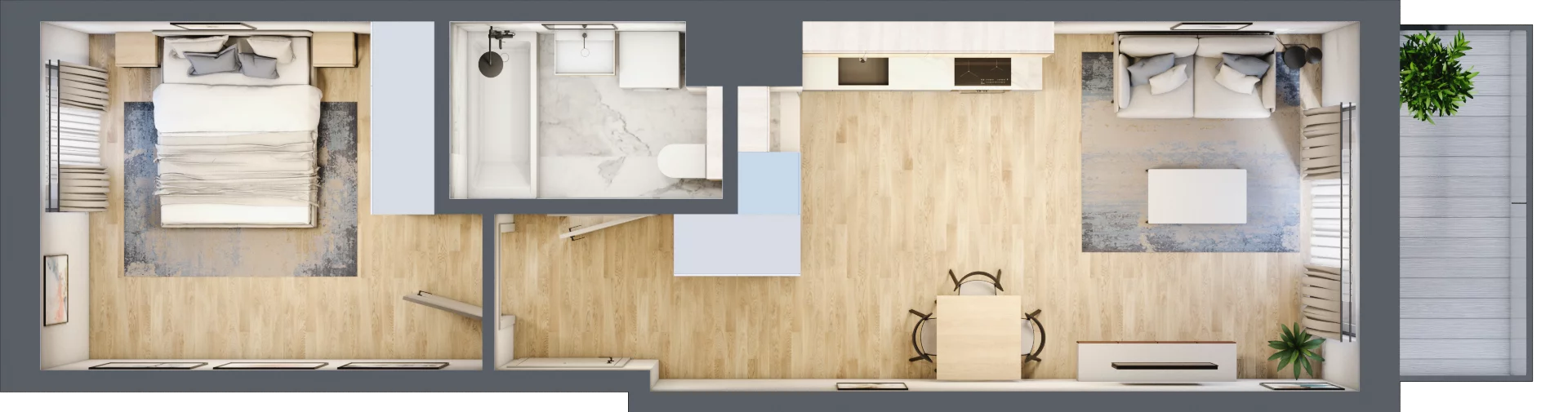2 pokoje, mieszkanie 41,69 m², piętro 1, oferta nr B/19, Osiedle Myśliborska, Warszawa, Białołęka, Żerań, ul. Myśliborska / Ochorowicza