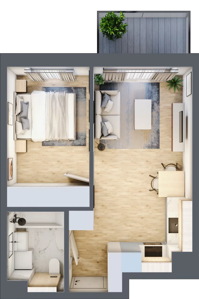 2 pokoje, mieszkanie 35,07 m², piętro 2, oferta nr B/10, Osiedle Myśliborska, Warszawa, Białołęka, Żerań, ul. Myśliborska / Ochorowicza