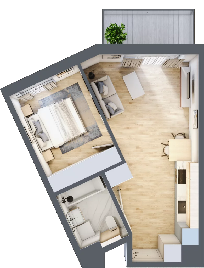 2 pokoje, mieszkanie 38,99 m², piętro 1, oferta nr B/56, Osiedle Myśliborska, Warszawa, Białołęka, Żerań, ul. Myśliborska / Ochorowicza