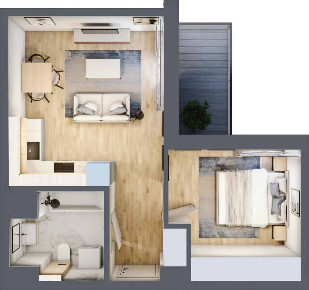 2 pokoje, mieszkanie 37,53 m², piętro 1, oferta nr B/61, Osiedle Myśliborska, Warszawa, Białołęka, Żerań, ul. Myśliborska / Ochorowicza