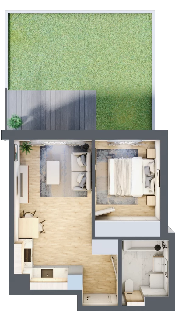 2 pokoje, mieszkanie 35,44 m², parter, oferta nr B/79, Osiedle Myśliborska, Warszawa, Białołęka, Żerań, ul. Myśliborska / Ochorowicza
