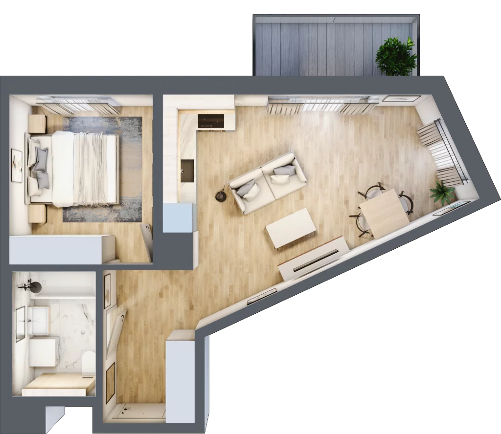 2 pokoje, mieszkanie 41,87 m², piętro 1, oferta nr B/20, Osiedle Myśliborska, Warszawa, Białołęka, Żerań, ul. Myśliborska / Ochorowicza