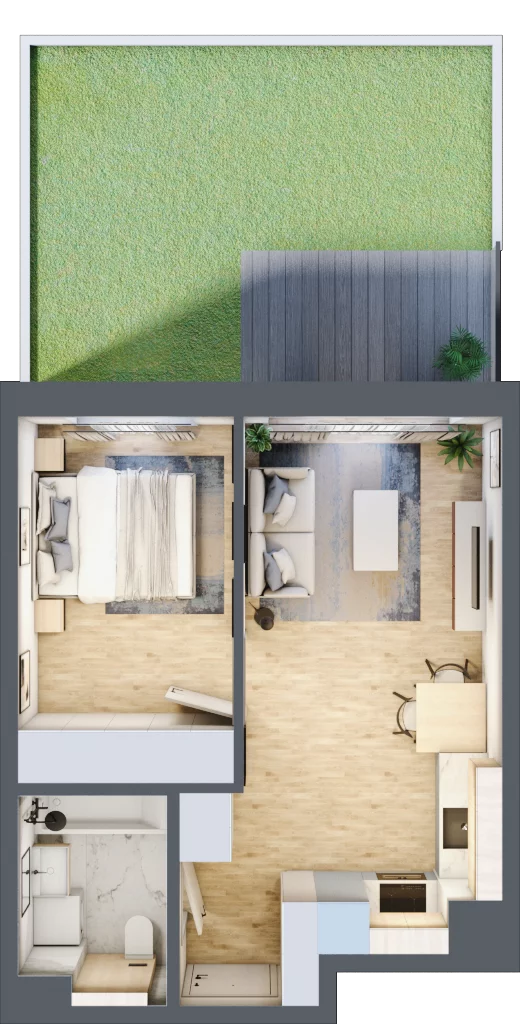 2 pokoje, mieszkanie 35,07 m², parter, oferta nr B/2, Osiedle Myśliborska, Warszawa, Białołęka, Żerań, ul. Myśliborska / Ochorowicza