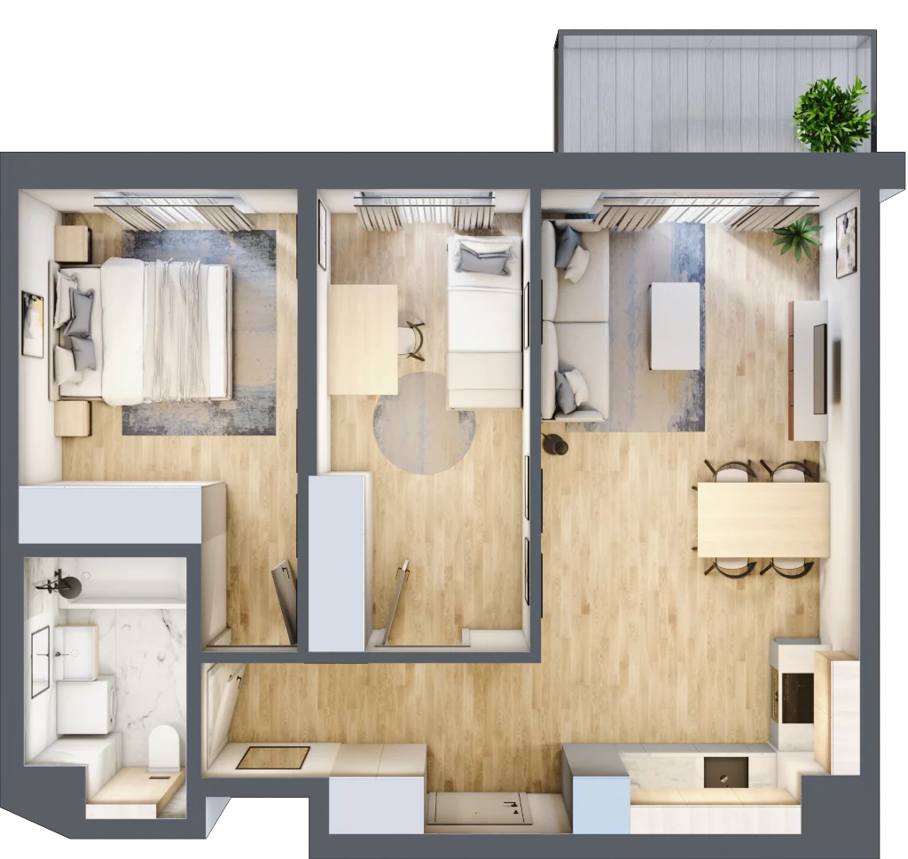 3 pokoje, mieszkanie 55,30 m², piętro 3, oferta nr B/29, Osiedle Myśliborska, Warszawa, Białołęka, Żerań, ul. Myśliborska / Ochorowicza