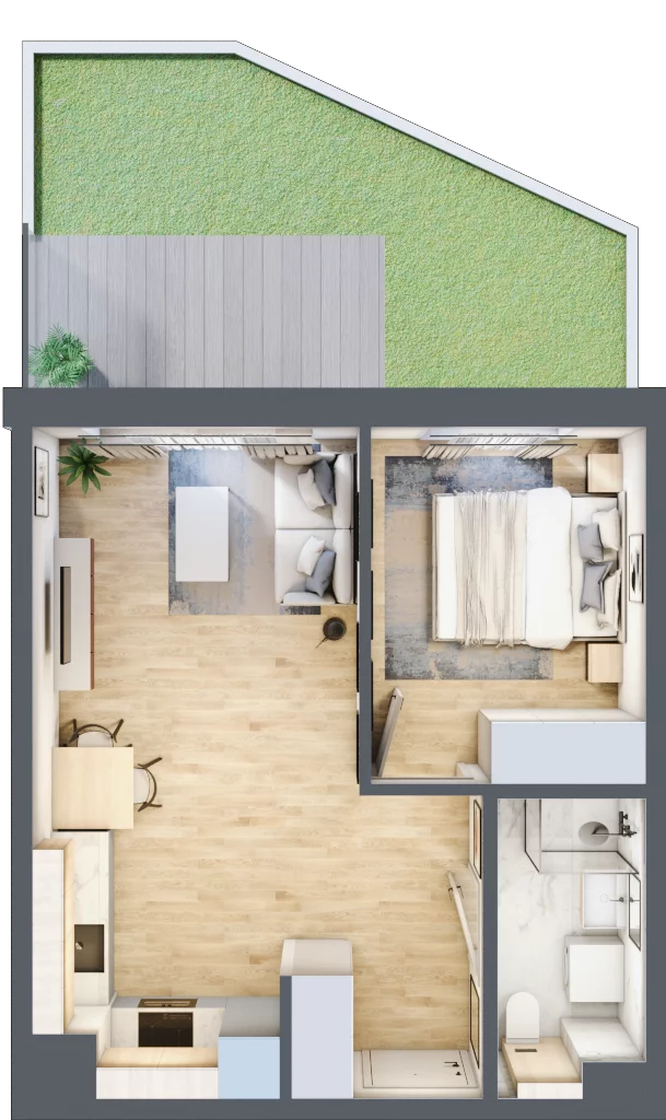 2 pokoje, mieszkanie 37,37 m², parter, oferta nr B/48, Osiedle Myśliborska, Warszawa, Białołęka, Żerań, ul. Myśliborska / Ochorowicza