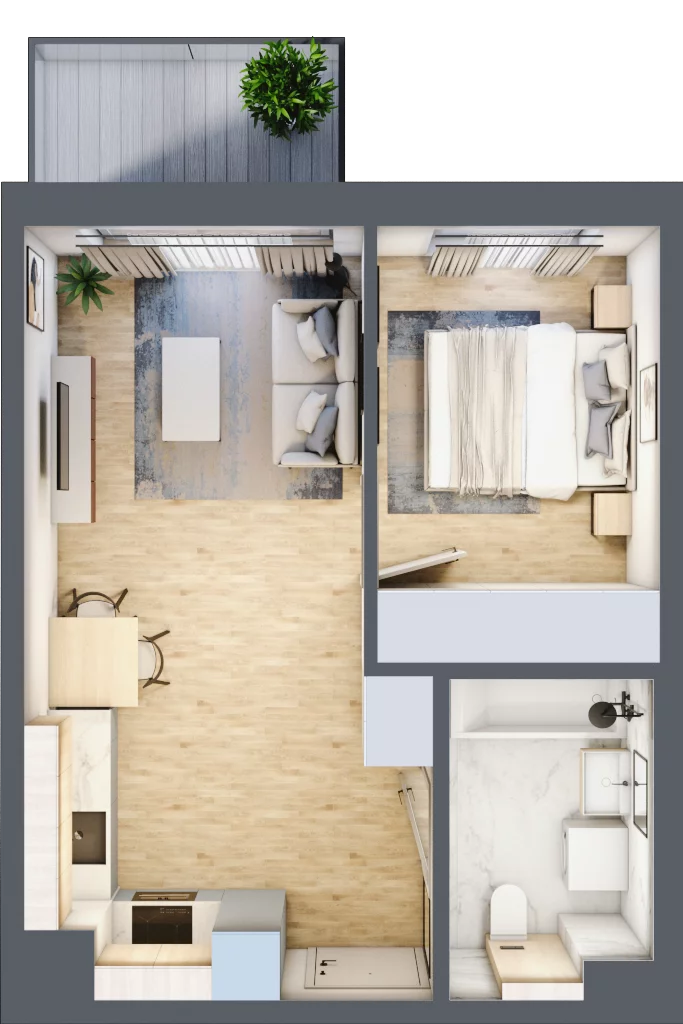 2 pokoje, mieszkanie 36,15 m², piętro 1, oferta nr B/5, Osiedle Myśliborska, Warszawa, Białołęka, Żerań, ul. Myśliborska / Ochorowicza