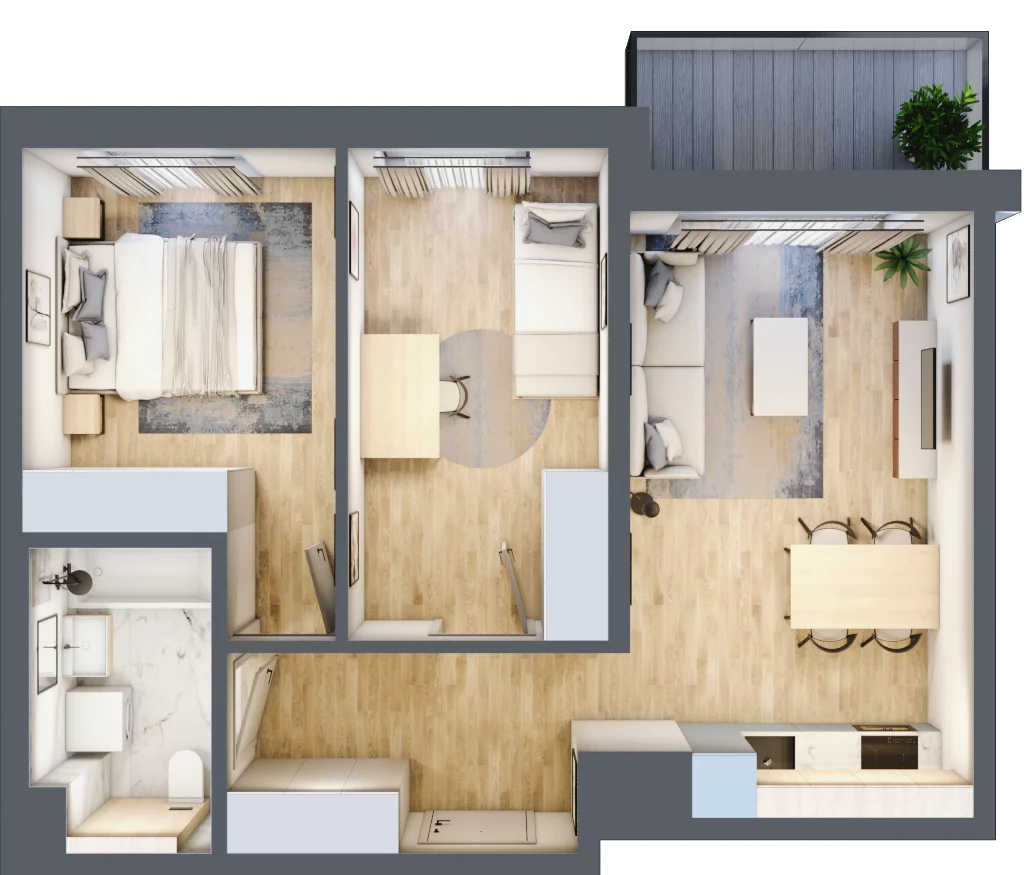 3 pokoje, mieszkanie 51,72 m², piętro 1, oferta nr B/84, Osiedle Myśliborska, Warszawa, Białołęka, Żerań, ul. Myśliborska / Ochorowicza