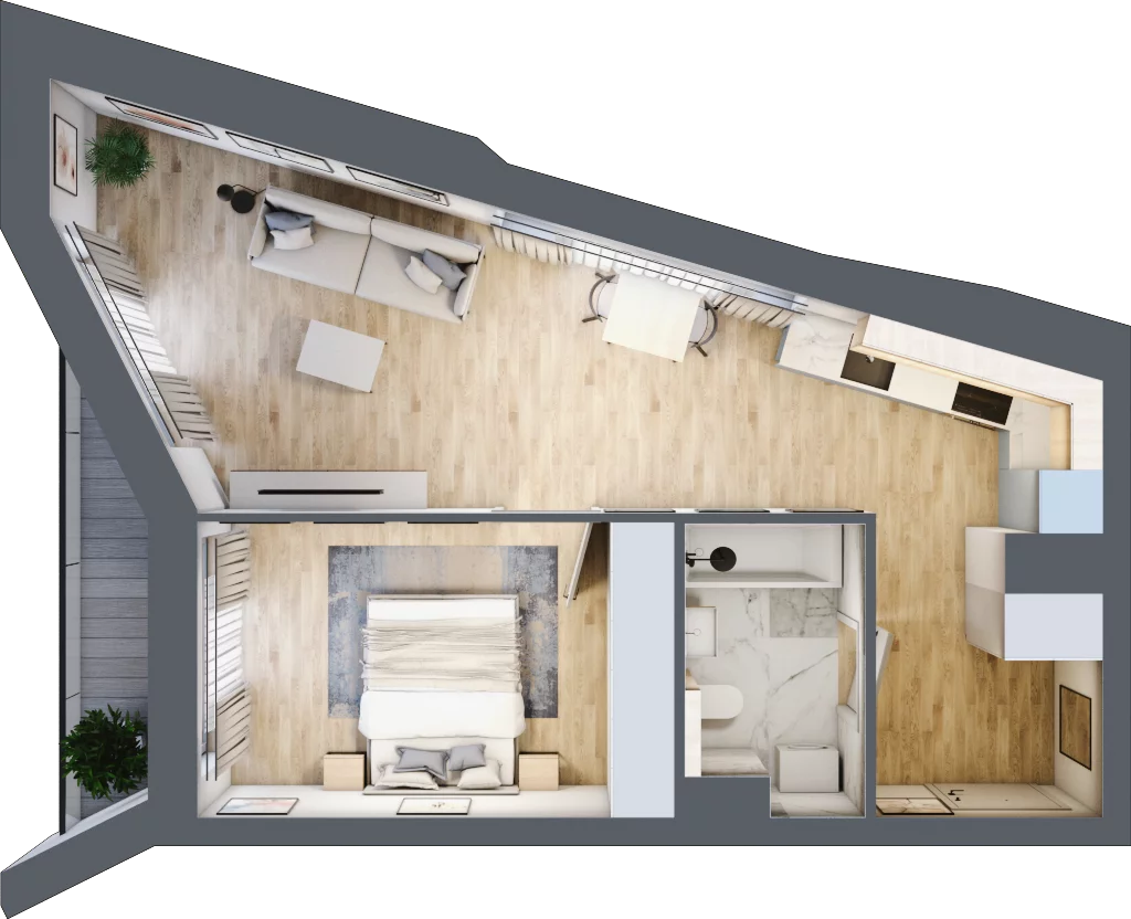 2 pokoje, mieszkanie 48,19 m², piętro 3, oferta nr A/36, Osiedle przy Wielickiej, Kraków, Bieżanów-Prokocim, ul. Marii Orwid 1