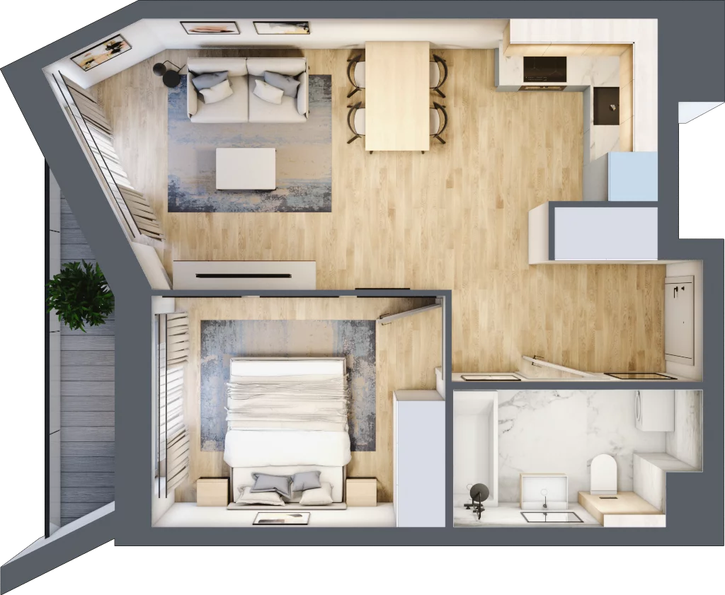 2 pokoje, mieszkanie 42,22 m², piętro 3, oferta nr A/35, Osiedle przy Wielickiej, Kraków, Bieżanów-Prokocim, ul. Marii Orwid 1