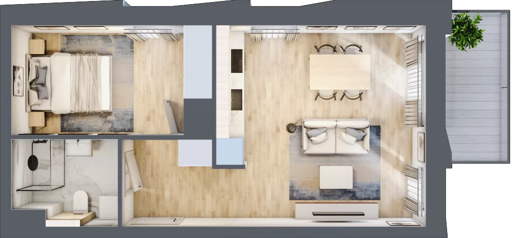 2 pokoje, mieszkanie 40,42 m², piętro 2, oferta nr A/100, Osiedle przy Wielickiej, Kraków, Bieżanów-Prokocim, ul. Marii Orwid 1