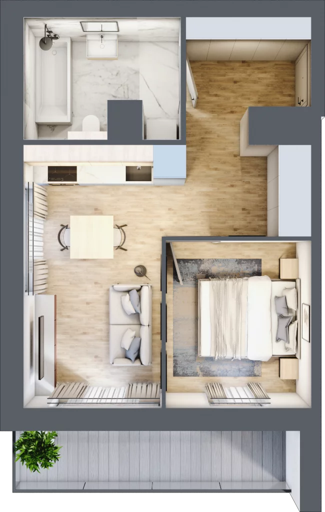2 pokoje, mieszkanie 35,25 m², piętro 6, oferta nr A/94, Osiedle przy Wielickiej, Kraków, Bieżanów-Prokocim, ul. Marii Orwid 1