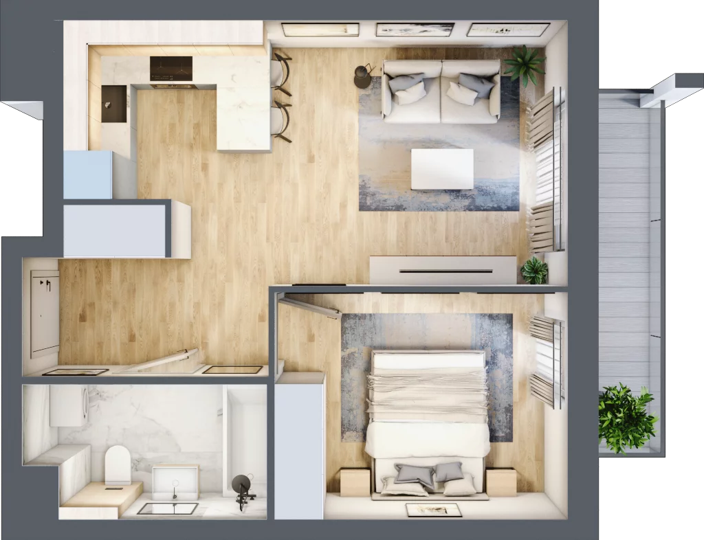 2 pokoje, mieszkanie 40,28 m², piętro 4, oferta nr A/41, Osiedle przy Wielickiej, Kraków, Bieżanów-Prokocim, ul. Marii Orwid 1