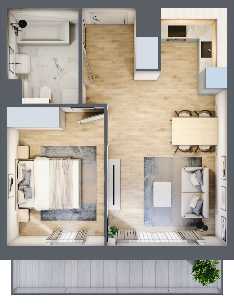 2 pokoje, mieszkanie 40,97 m², piętro 4, oferta nr A/84, Osiedle przy Wielickiej, Kraków, Bieżanów-Prokocim, ul. Marii Orwid 1