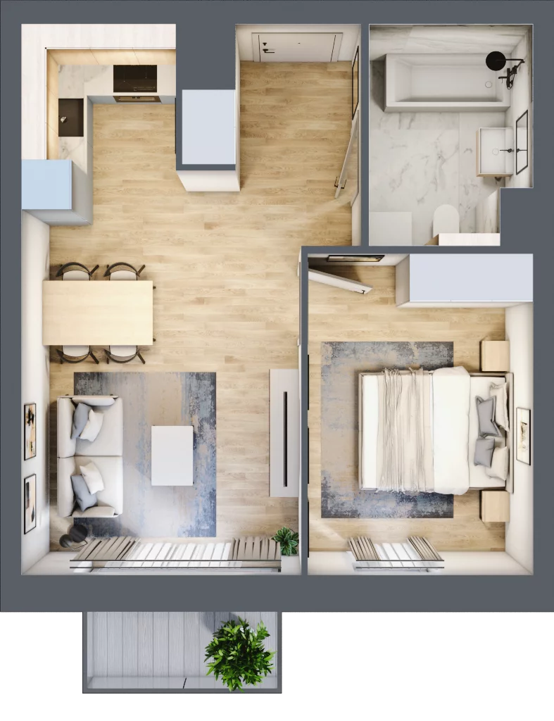 2 pokoje, mieszkanie 40,26 m², piętro 2, oferta nr A/103, Osiedle przy Wielickiej, Kraków, Bieżanów-Prokocim, ul. Marii Orwid 1