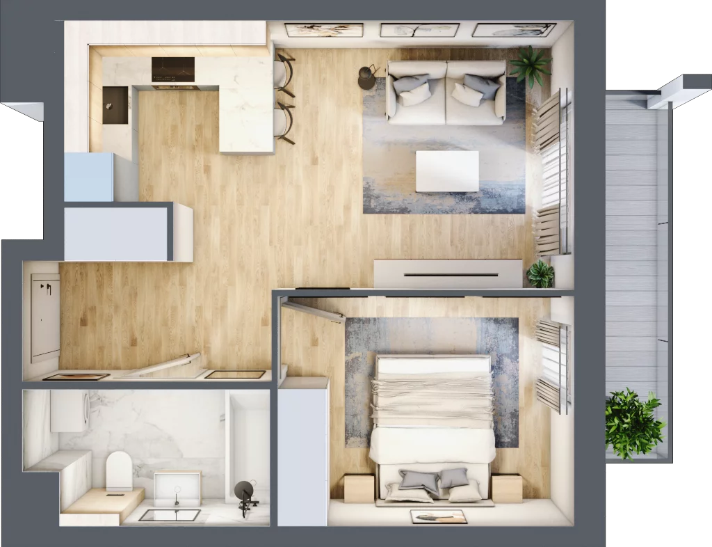 2 pokoje, mieszkanie 40,28 m², piętro 3, oferta nr A/29, Osiedle przy Wielickiej, Kraków, Bieżanów-Prokocim, ul. Marii Orwid 1