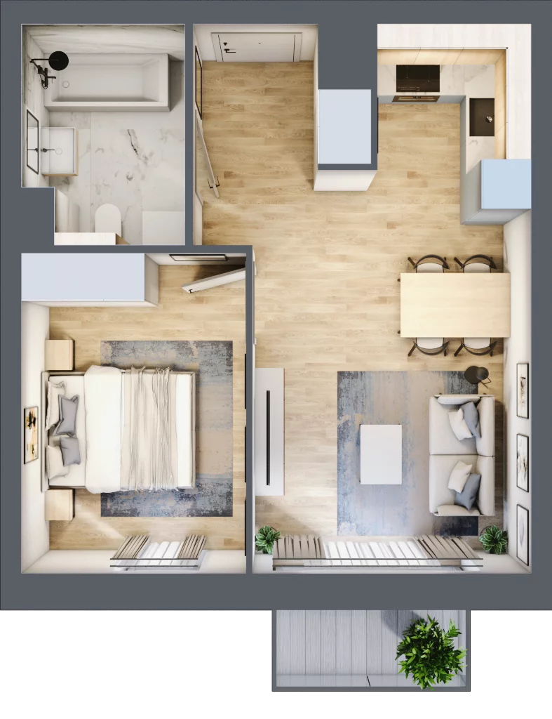 2 pokoje, mieszkanie 40,26 m², piętro 2, oferta nr A/76, Osiedle przy Wielickiej, Kraków, Bieżanów-Prokocim, ul. Marii Orwid 1