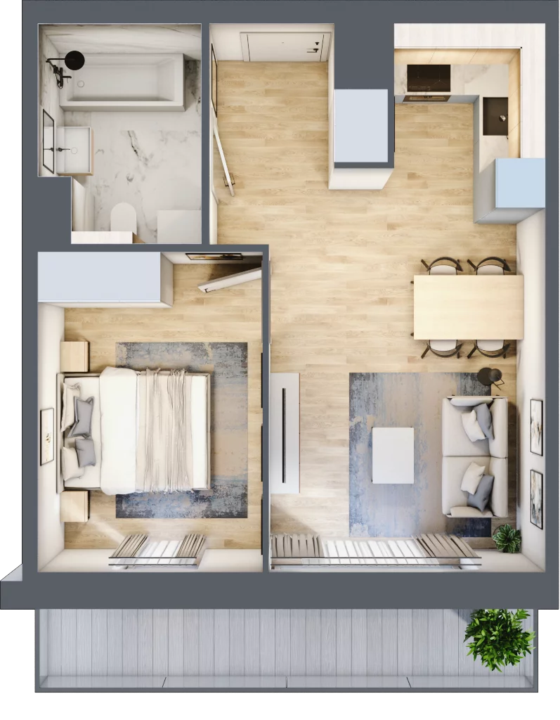 2 pokoje, mieszkanie 40,07 m², piętro 1, oferta nr A/73, Osiedle przy Wielickiej, Kraków, Bieżanów-Prokocim, ul. Marii Orwid 1