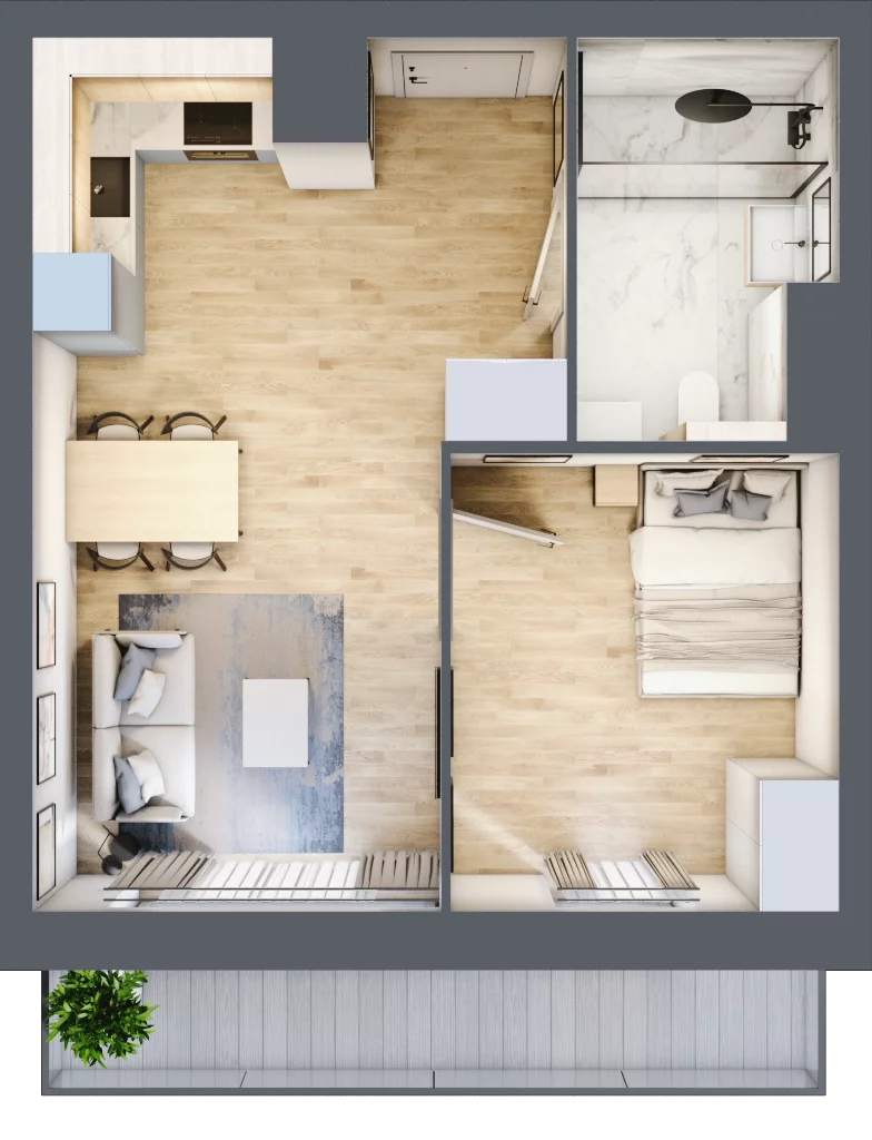 2 pokoje, mieszkanie 40,01 m², piętro 1, oferta nr A/98, Osiedle przy Wielickiej, Kraków, Bieżanów-Prokocim, ul. Marii Orwid 1
