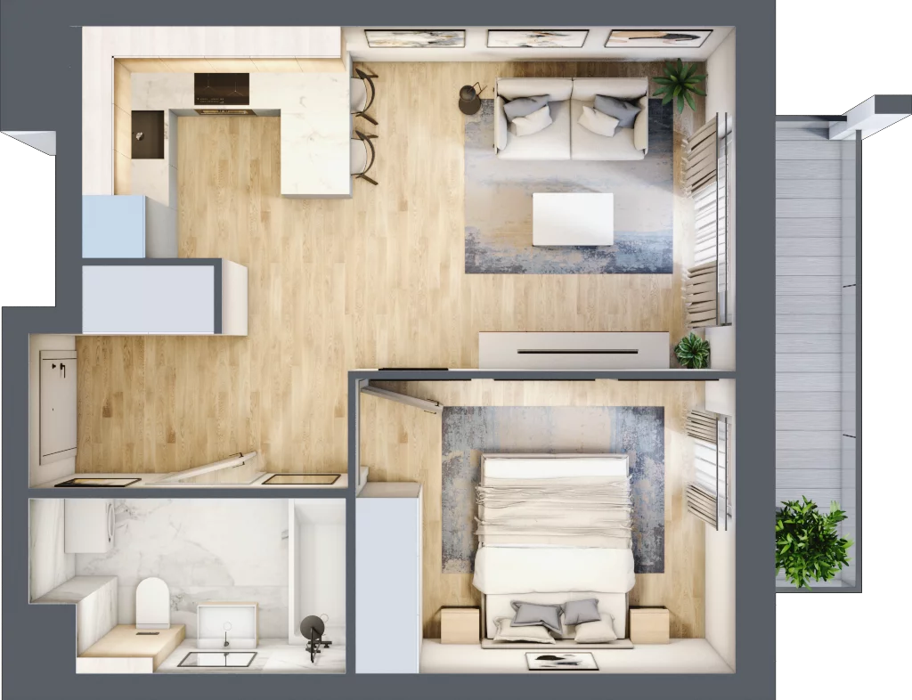 2 pokoje, mieszkanie 40,28 m², piętro 5, oferta nr A/53, Osiedle przy Wielickiej, Kraków, Bieżanów-Prokocim, ul. Marii Orwid 1