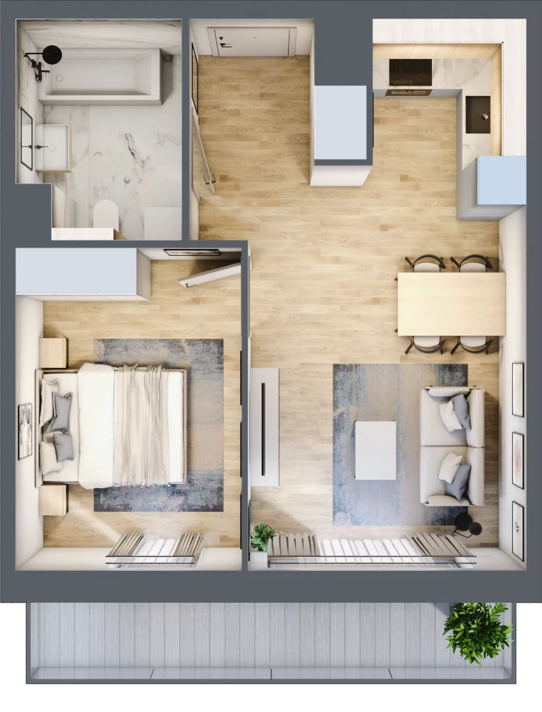 2 pokoje, mieszkanie 40,97 m², piętro 6, oferta nr A/92, Osiedle przy Wielickiej, Kraków, Bieżanów-Prokocim, ul. Marii Orwid 1