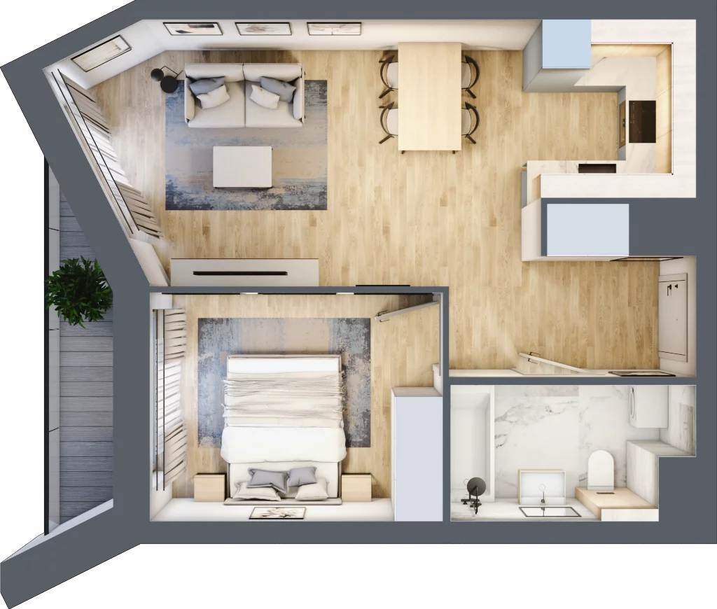 2 pokoje, mieszkanie 43,24 m², piętro 5, oferta nr A/56, Osiedle przy Wielickiej, Kraków, Bieżanów-Prokocim, ul. Marii Orwid 1