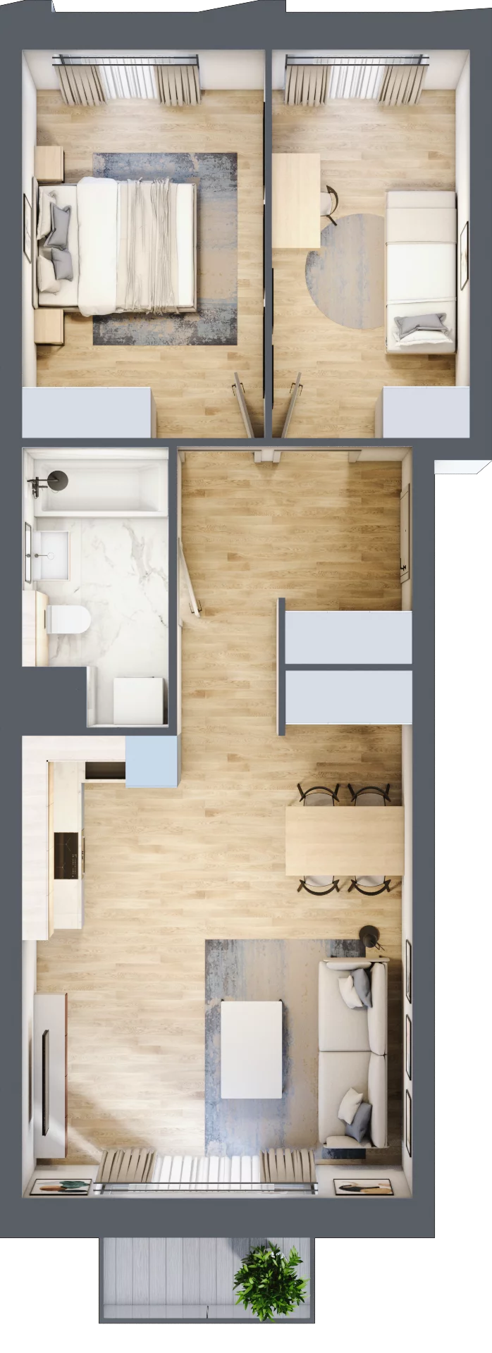 3 pokoje, mieszkanie 61,87 m², piętro 2, oferta nr A/104, Osiedle przy Wielickiej, Kraków, Bieżanów-Prokocim, ul. Marii Orwid 1