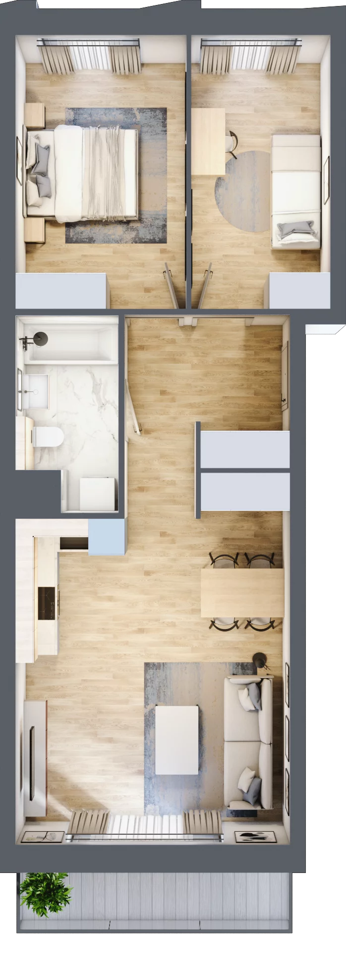 3 pokoje, mieszkanie 62,72 m², piętro 4, oferta nr A/114, Osiedle przy Wielickiej, Kraków, Bieżanów-Prokocim, ul. Marii Orwid 1
